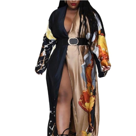 Women’s Lightweight Long Cardigan Vintage Floral Open Front Kimono - Picture 3 of 7